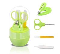 SONARIN Kit de uñas de bebé, 4-en-1 kit de aseo para bebés,con cortauñas para bebé,tijera,lima de uñas y pinza, kit de cuidado de uñas para recién nacidos, bebés o niños(Verde Claro)
