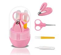 SONARIN Kit de uñas de bebé, 4-en-1 kit de aseo para bebés,con cortauñas para bebé,tijera,lima de uñas y pinza, kit de cuidado de uñas para recién nacidos, bebés o niños(Rosado)
