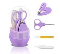 SONARIN Kit de uñas de bebé, 4-en-1 kit de aseo para bebés,con cortauñas para bebé,tijera,lima de uñas y pinza, kit de cuidado de uñas para recién nacidos, bebés o niños(Púrpura)