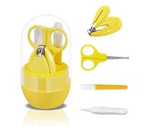 SONARIN Kit de uñas de bebé, 4-en-1 kit de aseo para bebés,con cortauñas para bebé,tijera,lima de uñas y pinza, kit de cuidado de uñas para recién nacidos, bebés o niños(Amarillo)