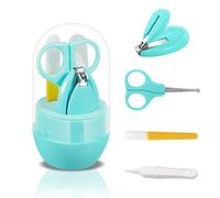 SONARIN Kit de uñas de bebé, 4-en-1 kit de aseo para bebés,con cortauñas para bebé,tijera,lima de uñas y pinza, kit de cuidado de uñas para recién nacidos, bebés o niños(Verde)
