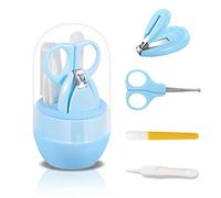 SONARIN Kit de uñas de bebé, 4-en-1 kit de aseo para bebés,con cortauñas para bebé,tijera,lima de uñas y pinza, kit de cuidado de uñas para recién nacidos, bebés o niños(Azul)