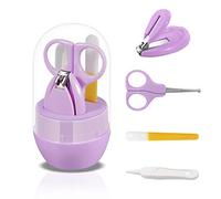 SONARIN Kit de uñas de bebé, 4-en-1 kit de aseo para bebés,con cortauñas para bebé,tijera,lima de uñas y pinza, kit de cuidado de uñas para recién nacidos, bebés o niños(Violeta Claro)