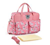 SONARIN Ligero Gran Capacidad Bolsa de Pañales para Bebés,Materna Messenger Bolsos Bandolera Bolsa de Viaje para Pañales Impermeable con Correa de Hombro & Cambiador(Alpaca Rosa)