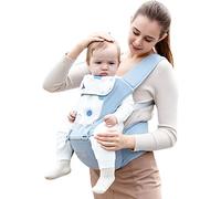 SONARIN Ligero Transpirable Mochila Portabebés con Asiento de Cadera,Portabebés Ergonómico Multifunción Portador de Bebé con Babero,Multiposición para Recién Nacidos Niños 0-36 Meses(Azul)