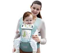 SONARIN Ligero Transpirable Mochila Portabebés con Asiento de Cadera,Portabebés Ergonómico Multifunción Portador de Bebé con Babero,Multiposición para Recién Nacidos Niños 0-36 Meses(Verde)
