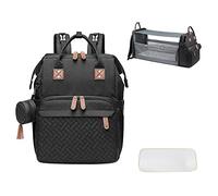 SONARIN Mochila de Pañales para Bebé con Cuna Plegable,Bolsa de Pañales Multifuncional Bolsa de Viaje para Pañales Bolsa para Cochecito con Cambiador Bolsa de Chupete y Puerto USB(Negro)