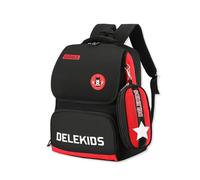 SONARIN Mochila Escolar para Primaria con Estuche,Ligera Impermeable Mochila Infantil Gran Capacidad Bolsa Mochilas Estudiantes Mochilas Escuelas para Niños Niñas(Negro+Rojo)