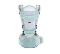 SONARIN Mochila Portabebés Ergonómico con Asiento de Cadera/Algodón Puro, Reposacabezas, Multiposición: Dorsal, Ventral, Ajustable para Recién Nacidos de 0 a 36 Meses (hasta 30 kg) Verde
