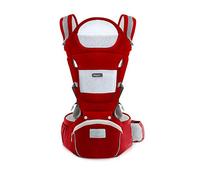 SONARIN Mochila Portabebés Ergonómico con Asiento de Cadera/Algodón Puro, Reposacabezas, Multiposición: Dorsal, Ventral, Ajustable para Recién Nacidos de 0 a 36 Meses (hasta 30 kg) Rojo