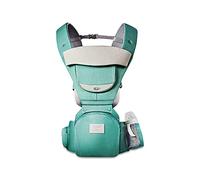 SONARIN Mochila Portabebés Multifunción 3 en 1 con Asiento de Cadera,100% Algodón 3D Air Mesh Portabebés Transpirable para 0-36 Meses,Ergonómico,Ajustable,Todas las Posiciones,Hasta 30 KG(Cian)