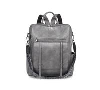 SONARIN Moda Mochila Mujer,Impermeable PU Bolsa Antirrobo Mochila Casual Mochilas Escolares Niñas Mochila de Viaje Bolsa de Hombro Convertible para Universidad Trabajo(Gris)