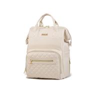 SONARIN Moda PU Mochila de Pañales para Bebé,Multifuncional Impermeable Bolsa de Pañales Portátil Bolso Cambiador de Viaje con Bolsillos Aislados & Ganchos Carrito Bebé(Beis)