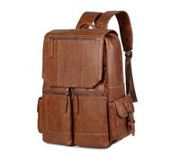 SONARIN Moda PU Mochila Hombre,Gran Capacidad Impermeable Mochila Ordenador Portatil Mochilas de Trabajo Mochilas de Viaje Bolsa Casual para Escolar(Marrón)