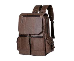 SONARIN Moda PU Mochila Hombre,Gran Capacidad Impermeable Mochila Ordenador Portatil Mochilas de Trabajo Mochilas de Viaje Bolsa Casual para Escolar(Café)