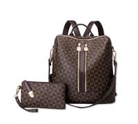 SONARIN Moderno Bolso Mochila Mujer,Multiusos Vintage Mochila Damas con Monedero Mochilas Casual Bolso de Mano,Bolsa de Hombro Convertible para Viaje Escolar Trabajo(Café)