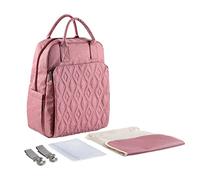 SONARIN Multifunción Elegante Mochila de Pañales para Bebé,Bolsa de Pañales Gran Capacidad Impermeable Bolsa para Pañales de Viaje Portátil con Cambiador y Ganchos Carrito Bebé(Rosa)