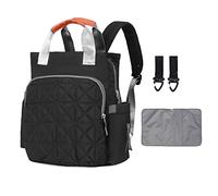 SONARIN Multifunción Mochila de Pañales para Bebé,Bolsa de Pañales Bolsa para Pañales de Viaje Gran Capacidad Impermeable Ligero con Cambiador y Ganchos Carrito Bebé para Mamá y Papá(Negro)