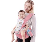 SONARIN Multifunción Mochila Portabebés con Asiento de Cadera,Portabebés Ergonómico Algodón Portador de Bebé Transpirable para Recién Nacidos Niños 0-36 Meses,Todas las Posiciones(Rosa)