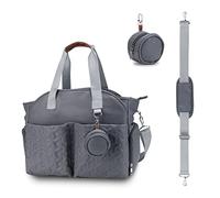 SONARIN Multifuncional Elegante Bolsa de Pañales para Bebés,Gran Capacidad Impermeable Materna Messenger Bolsos Bandolera Bolsa de Viaje para Pañales con Bolsa de Chupete(Gris Oscuro)