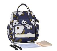 SONARIN Multifuncional Impermeable Mochila de Pañales para Bebé,Gran Capacidad Bolsa de Pañales Bolso Cambiador Bolsa para Pañales de Viaje con Cambiador & Ganchos Carrito Bebé(Flores)