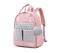 SONARIN Multifuncional Ligera Mochila de Pañales para Bebé,Gran Capacidad Bolsa de Pañales Impermeable Bolsa para Pañales de Viaje Portátil con Bolsa de Chupete para Mamá y Papá(Rosa)
