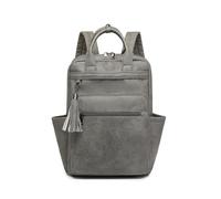 SONARIN Multifuncional Moda Mochila Mujer,Vintage PU Mochila Señoras Mochilas Portatil 15,6 Pulgadas,Gran Capacidad Mochilas Casual para Escolar Trabajo Viaje(Gris)