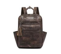 SONARIN Multifuncional Moda Mochila Mujer,Vintage PU Mochila Señoras Mochilas Portatil 15,6 Pulgadas,Gran Capacidad Mochilas Casual para Escolar Trabajo Viaje(Café)