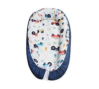 SONARIN Nido para Bebe Recién Nacido,Reductor de Cuna Nidos,Doble cara,Transpirable,100% Algodón hipoalergénico,con Almohada,Portátil(Carro Azul)