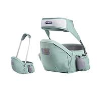 SONARIN Portabebé Asiento de Cadera,Portador de Bebé Ergonómico Taburete de Cintura Algodón con Cinturón de Seguridad & Correa de Hombro Individual Posición Múltiple para Bebé Niños(Verde)