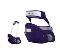 SONARIN Portabebé Asiento de Cadera,Portador de Bebé Ergonómico Taburete de Cintura Algodón con Cinturón de Seguridad & Correa de Hombro Individual Posición Múltiple para Bebé Niños(Azul Oscuro)