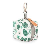 SONARIN Portachupete Bebé Portátil con Hebilla para Bolso Cambiador,PU Funda Chupete Bolsillo para Chupete Estuche para Chupete Caja de Almacenamiento para llevar 2 Chupetes(Hojas Verdes)