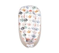 SONARIN Portátil Nido Bebé Recién Nacido,88 x 53 cm Reductor de Cuna Suave Transpirable,Cuna de Viaje para Niños Niñas,con 100% Algodón Funda Removible y Lavable(Elefante Colorido)