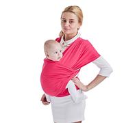 SONARIN Premium Fular Portabebés,Baby Sling Wrap portabebé, adecuado para recién nacidos, bebés y niños pequeños, algodón suave y Comfort Spandex, talla única para todos(Rosa Roja)