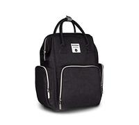 SONARIN Premium Mochilas para Pañales Con Correa de Cochecito, Wet Wipes Box, Bolsa de pañales, Organizador de Mochila de Viaje Con Bolsas Con Aislamiento de Botella,Impermeable,Gran Capacidad(Negro)