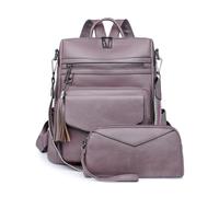 SONARIN PU Bolso Mochila Mujer,Impermeable Moda Mochila Damas con Monedero Mochilas Casual Bolso de Mano,Bolsa de Hombro Convertible para Viaje Escolar Trabajo(Morado)