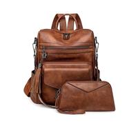 SONARIN PU Bolso Mochila Mujer,Impermeable Moda Mochila Damas con Monedero Mochilas Casual Bolso de Mano,Bolsa de Hombro Convertible para Viaje Escolar Trabajo(Marrón)