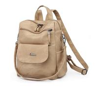 SONARIN PU Mochila Mujer,Gran Capacidad Bolsa Antirrobo Casual Mochila Impermeable Mochilas Escolares Niñas Mochila de Viaje Bolsa de Hombro para Universidad Trabajo(Caqui)