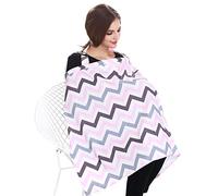 SONARIN Rayas Premium Cubiertas de lactancia,4 en 1 Multifunción,con bolsa de almacenamiento y esquinas para toallas,Mantas de lactancia,transpirable y liviana(Rosa & Marron)