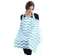 SONARIN Rayas Premium Cubiertas de lactancia,4 en 1 Multifunción,con bolsa de almacenamiento y esquinas para toallas,Mantas de lactancia,transpirable y liviana(Azul)