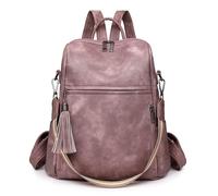 SONARIN Retro Mochila Mujer, Moda PU Bolsa Antirrobo Casual Escolares Niñas Bolsa de Viaje Hombro Impermeable para Universidad Trabajo (Rosa)