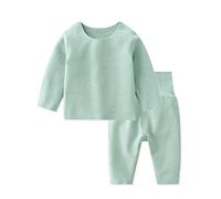 SONARIN Ropa Interior Térmica para Bebé,Conjunto Térmico para Bebés Niños Niñas Camisas e Pantalones Conjuntos de Pijamas Térmica Ropa de Dormir Camisones Manga Larga para 0-24 Meses(Verde)