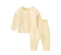 SONARIN Ropa Interior Térmica para Bebé,Conjunto Térmico para Bebés Niños Niñas Camisas e Pantalones Conjuntos de Pijamas Térmica Ropa de Dormir Camisones Manga Larga para 0-24 Meses(Amarillo)