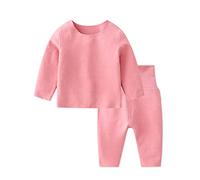 SONARIN Ropa Interior Térmica para Bebé,Conjunto Térmico para Bebés Niños Niñas Camisas e Pantalones Conjuntos de Pijamas Térmica Ropa de Dormir Camisones Manga Larga para 0-24 Meses(Rosa)