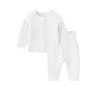 SONARIN Ropa Interior Térmica para Bebé,Conjunto Térmico para Bebés Niños Niñas Camisas e Pantalones Conjuntos de Pijamas Térmica Ropa de Dormir Camisones Manga Larga para 0-24 Meses(Blanco)