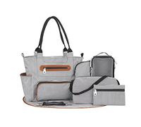 SONARIN Set de 7 Bolsa de Pañales para Bebés,Bolso Cambiador de Pañales Multifunción Bolsa Mamá Bolsa de Hombro Bolsa de Viaje para Pañales con Cambiador y Ganchos Carrito Bebé(Negro)