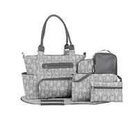 SONARIN Set de 7 Bolsa de Pañales para Bebés, Bolso Cambiador Multifunción para Mamá, Bolsa de Hombro para Viaje con Cambiador y Ganchos Carrito Bebé (Gris)