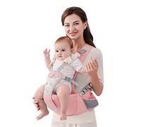 SONARIN Simple Portabebé Asiento de Cadera,Mochila Portabebés con Asiento de Cadera Ergonómico Multifuncional Portador de Bebé Portabebés Transpirable para Recién Nacidos 0-36 Meses(Rosa)