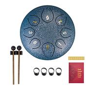 SONARIN Tambor de Lengua de Acero 6 Pulgadas 8 Notas,Tongue Drum Instrumento de Percusión Tambor de Mano con Bolsa de Transporte,2 Baquetas,Libro de Música,4 Púas para Los Dedos(Azul Oscuro)