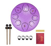SONARIN Tambor de Lengua de Acero 6 Pulgadas 8 Notas,Tongue Drum Instrumento de Percusión Tambor de Mano con Bolsa de Transporte,2 Baquetas,Libro de Música,4 Púas para Los Dedos(Morado)